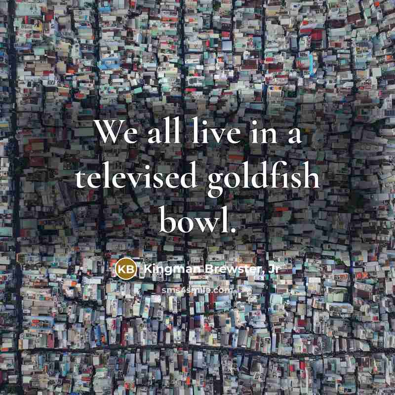 “We all live in a televised goldfish bowl.…” quote by Kingman Brewster, Jr