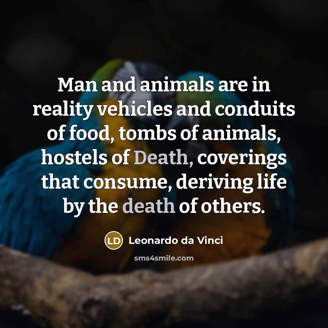 “Man and animals are in reality vehicles and conduits of…” quote by Leonardo da Vinci