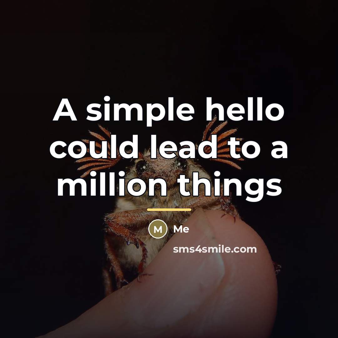 “A simple hello could lead to a million things…” quote by Me