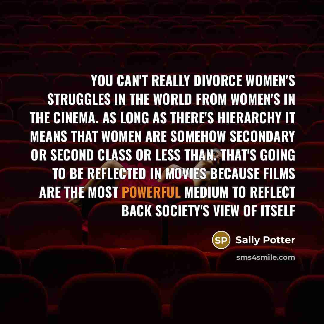 “You can't really divorce women's struggles in the world from…” quote by Sally Potter