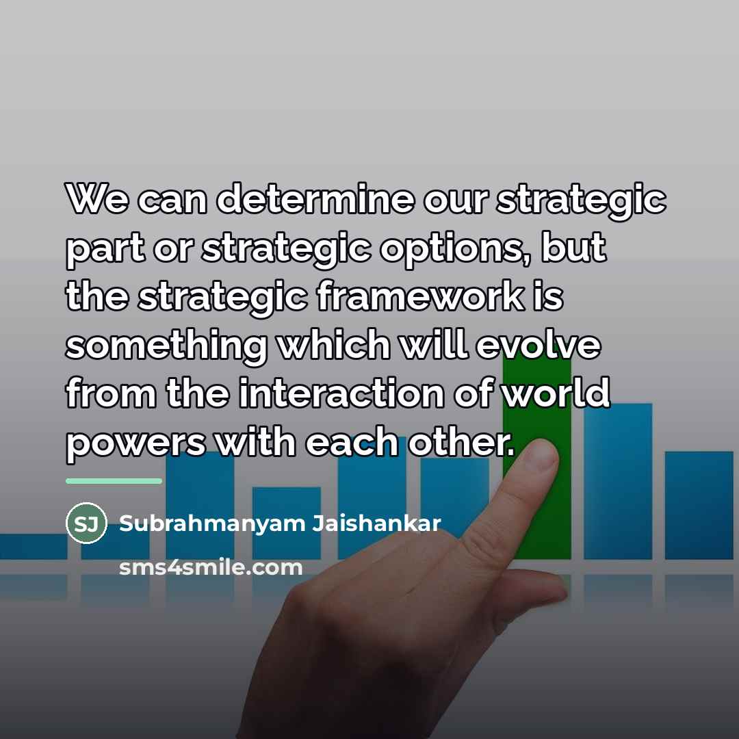 “We can determine our strategic part or strategic options, but…” quote by Subrahmanyam Jaishankar