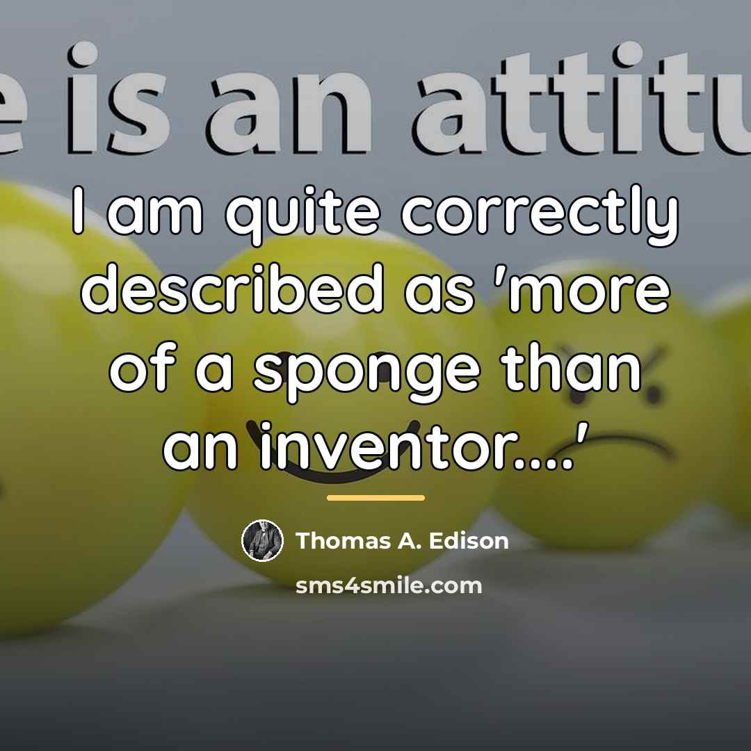 “I am quite correctly described as 'more of a sponge…” quote by Thomas A. Edison