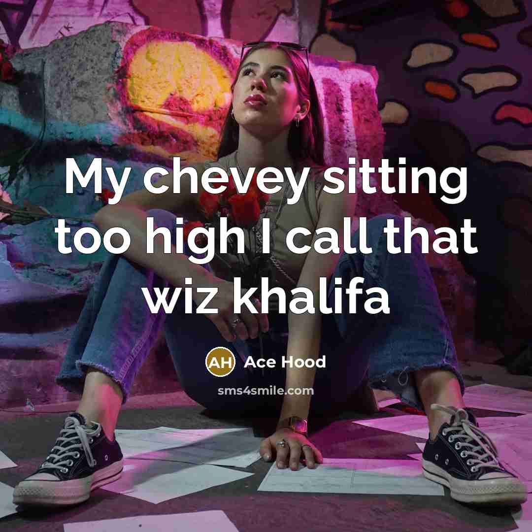 “My chevey sitting too high I call that wiz khalifa…” quote by Ace Hood