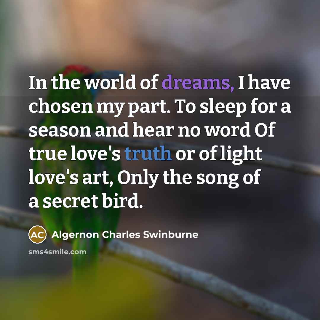 “In the world of dreams, I have chosen my part.…” quote by Algernon Charles Swinburne
