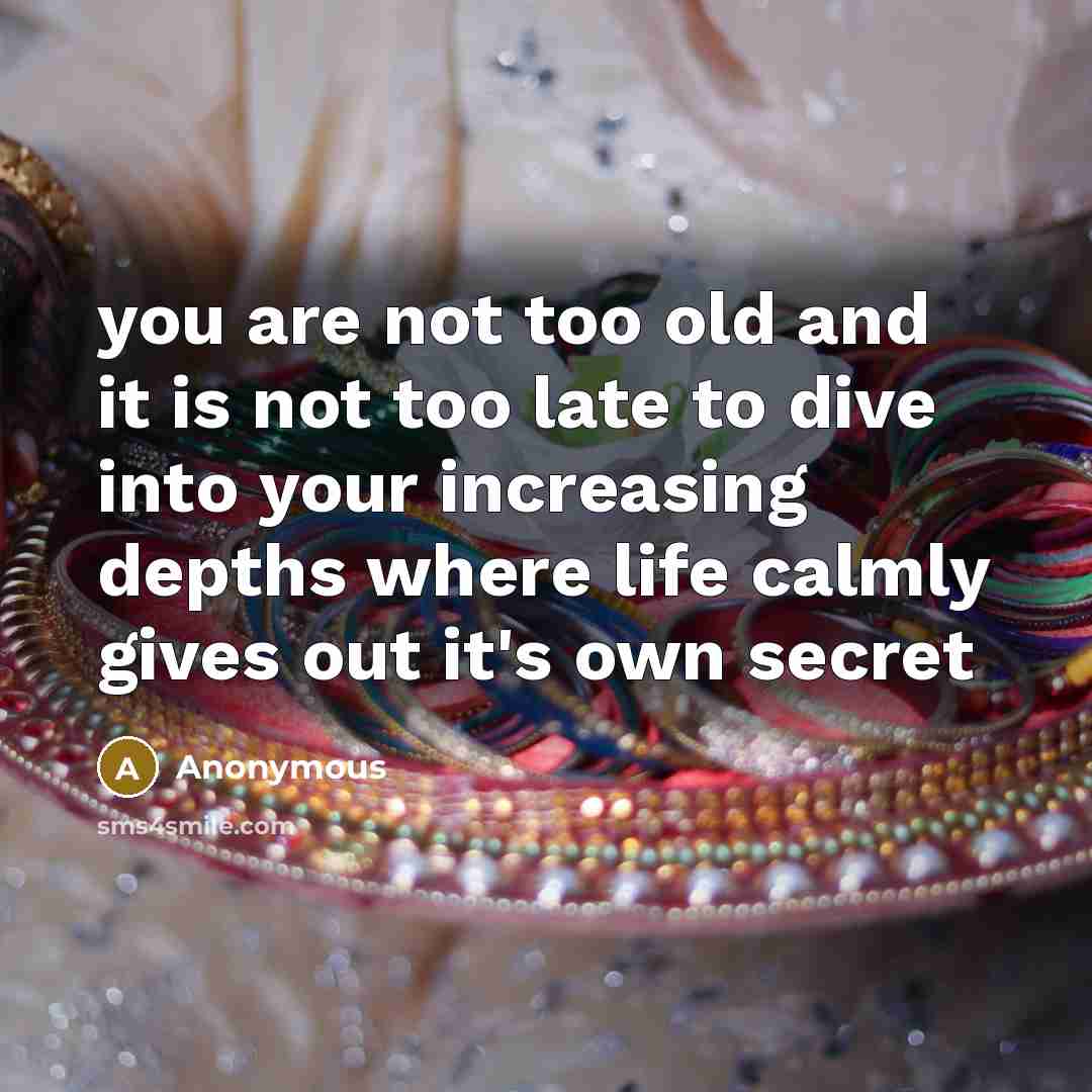 “you are not too old and it is not too…” quote by Anonymous