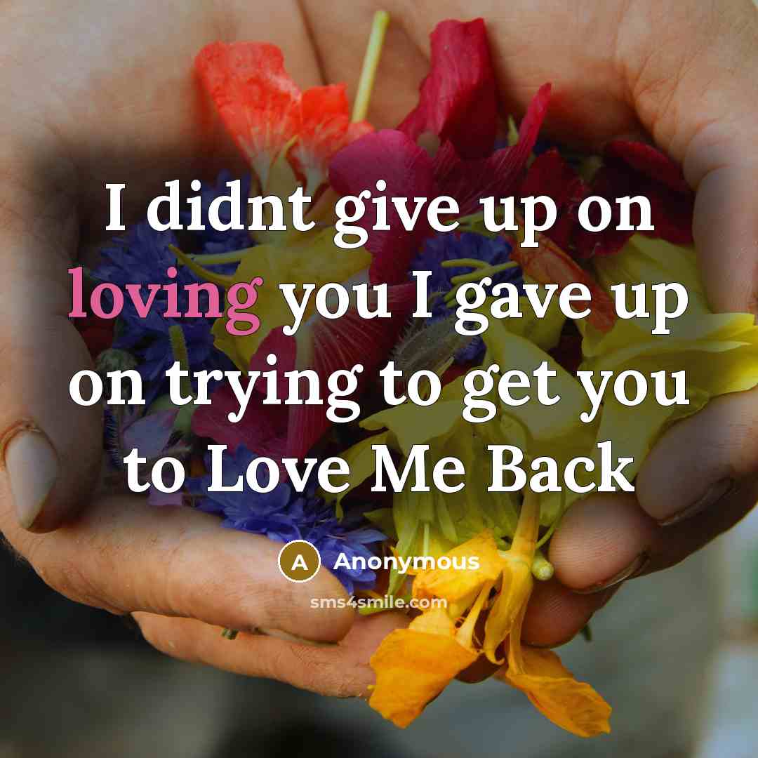 “I didnt give up on loving you I gave up…” quote by Anonymous