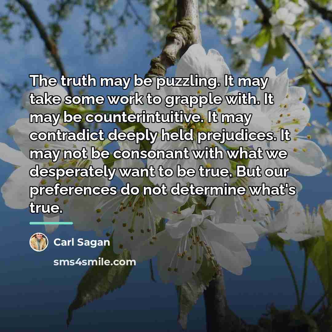 “The truth may be puzzling. It may take some work…” quote by Carl Sagan