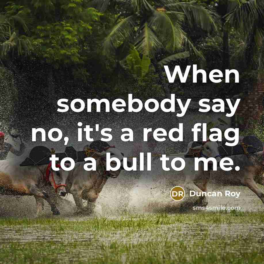 “When somebody say no, it's a red flag to a bull to me.” quote by Duncan Roy