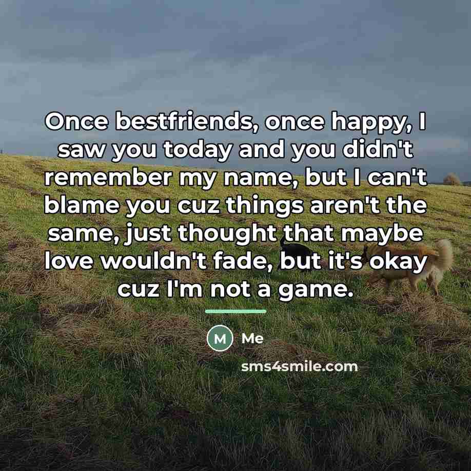 “Once bestfriends, once happy, I saw you today and you…” quote by Me
