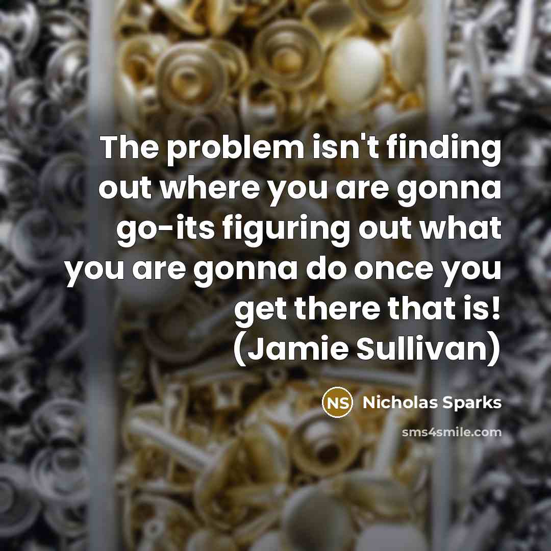 “The problem isn't finding out where you are gonna go-its…” quote by Nicholas Sparks