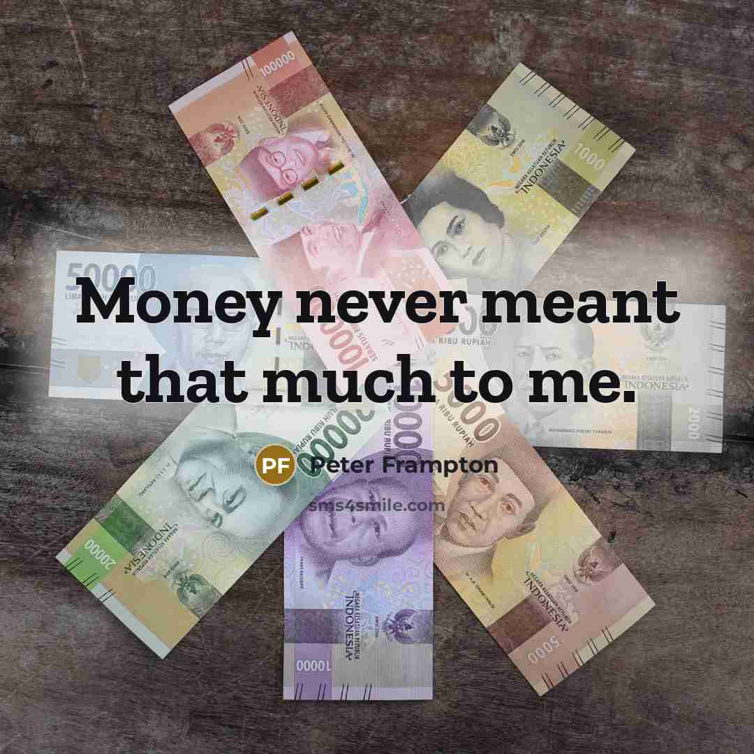 “Money never meant that much to me.…” quote by Peter Frampton