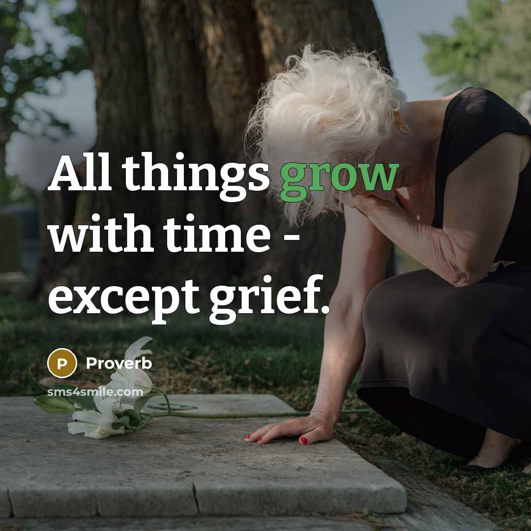 “All things grow with time - except grief.…” quote by Proverb