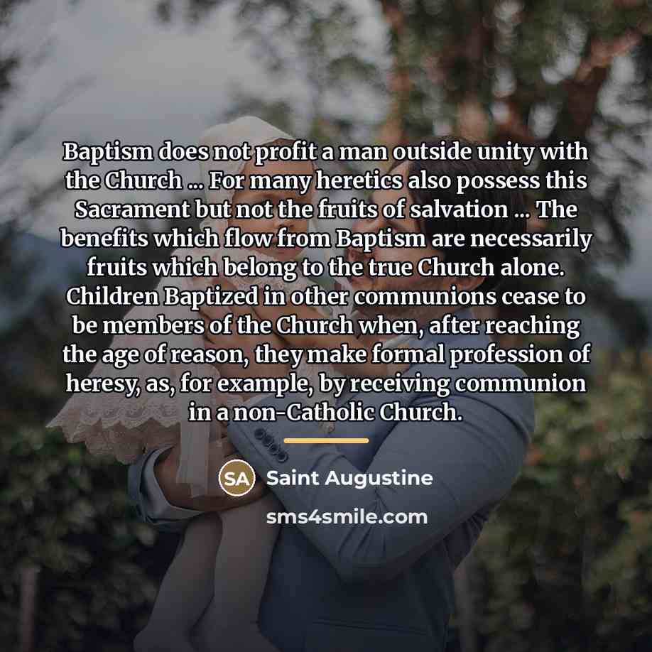 “Baptism does not profit a man outside unity with the…” quote by Saint Augustine