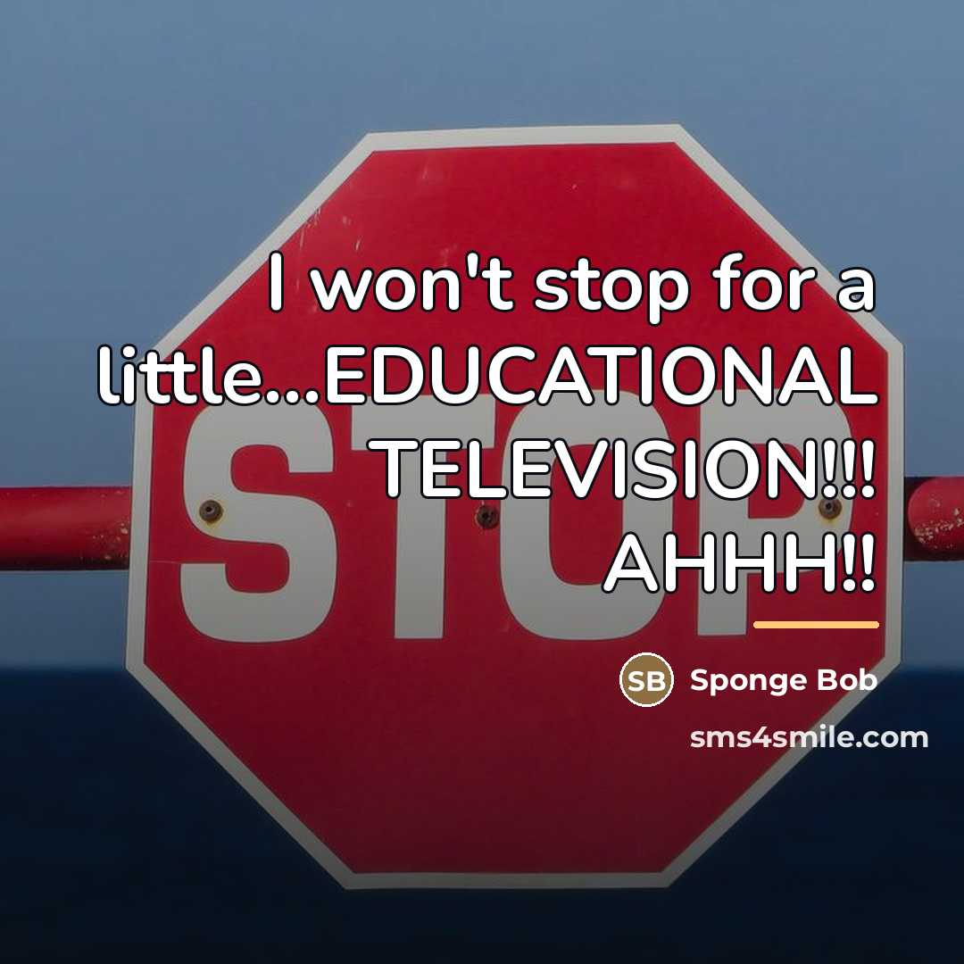 “I won't stop for a little...EDUCATIONAL TELEVISION!!! AHHH!!…” quote by Sponge Bob