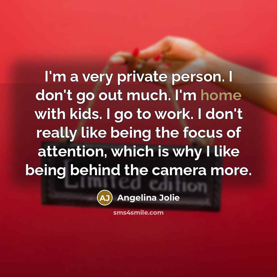 “I'm a very private person. I don't go out much.…” quote by Angelina Jolie