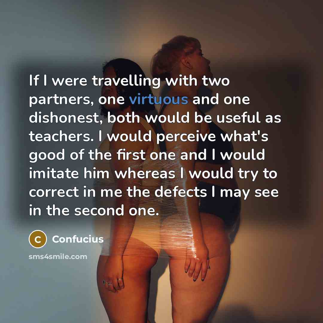 “If I were travelling with two partners, one virtuous and…” quote by Confucius