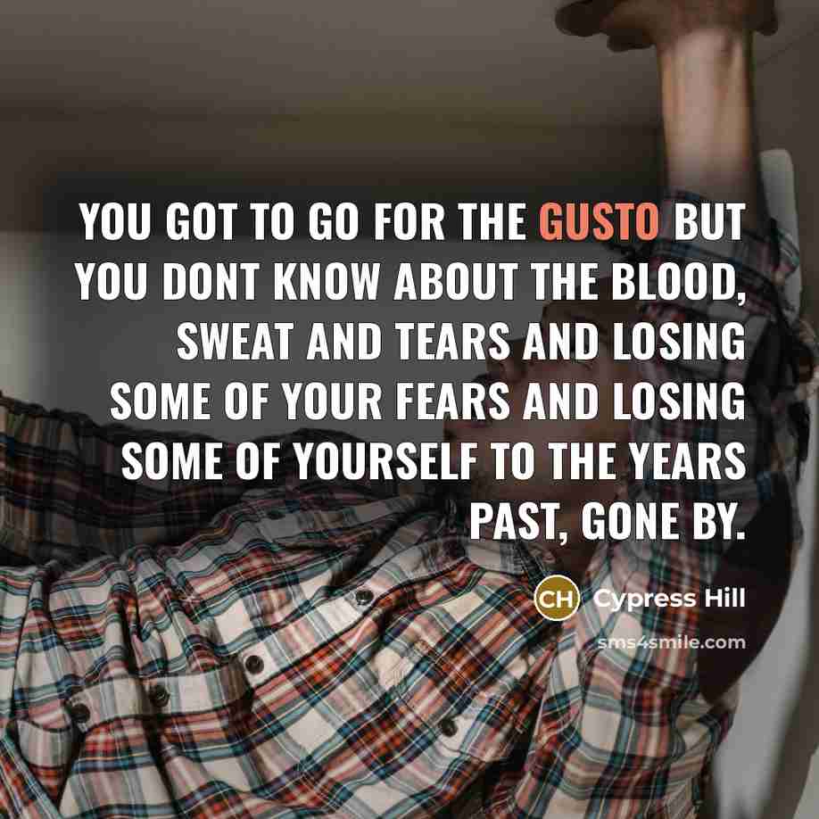 “You got to go for the gusto but you dont…” quote by Cypress Hill