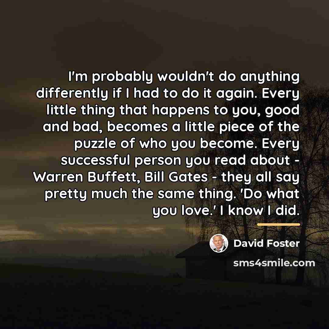 “I'm probably wouldn't do anything differently if I had to…” quote by David Foster