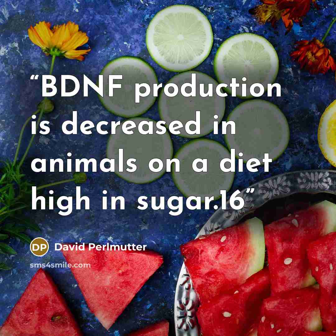 “BDNF production is decreased in animals on a diet high in sugar.16” quote by David Perlmutter