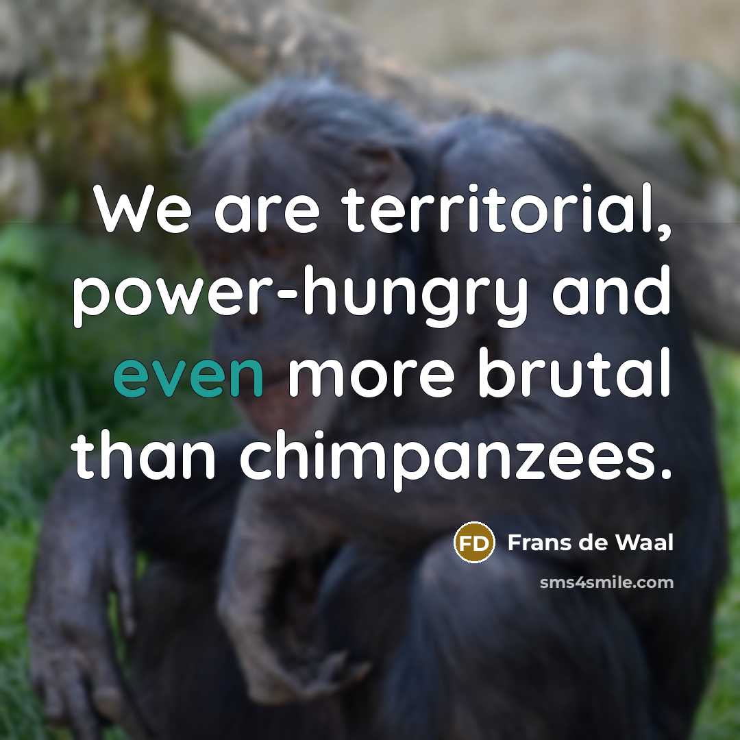 “We are territorial, power-hungry and even more brutal than chimpanzees.…” quote by Frans de Waal