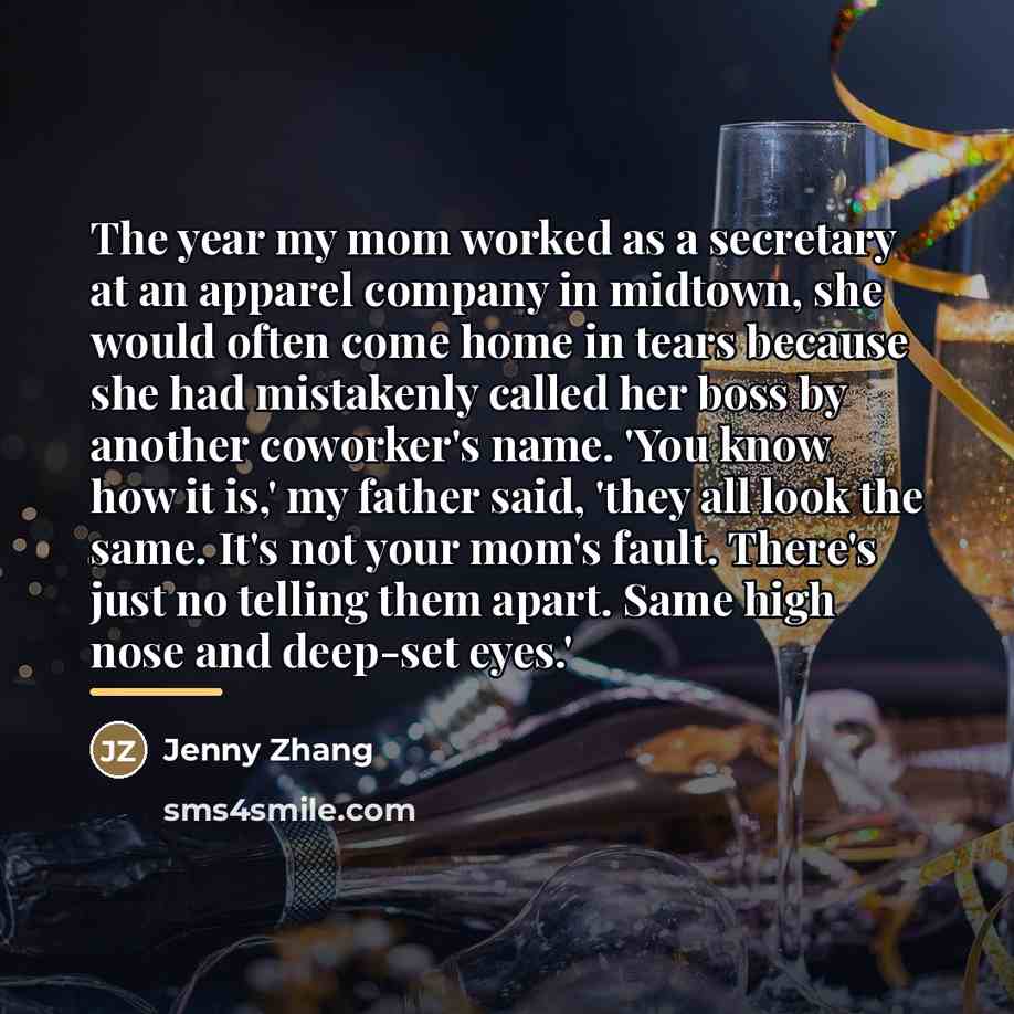 “The year my mom worked as a secretary at an…” quote by Jenny Zhang