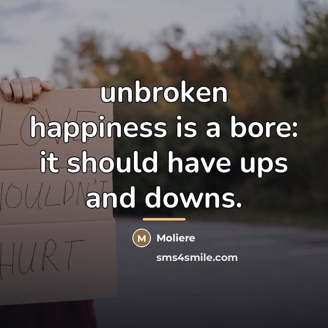 “unbroken happiness is a bore: it should have ups and…” quote by Moliere