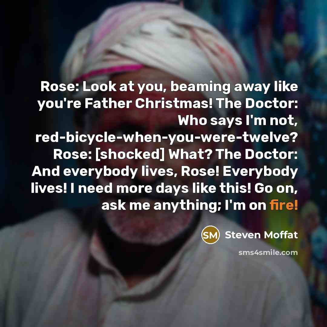 “Rose: Look at you, beaming away like you're Father Christmas!…” quote by Steven Moffat