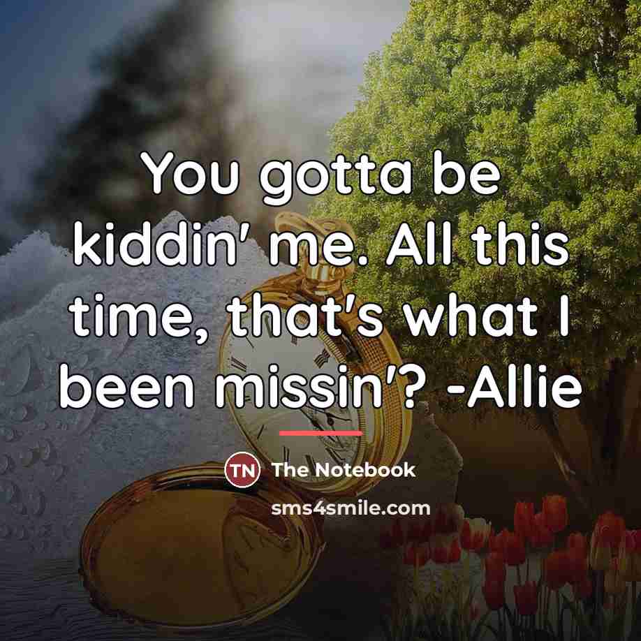 “You gotta be kiddin' me. All this time, that's what…” quote by The Notebook