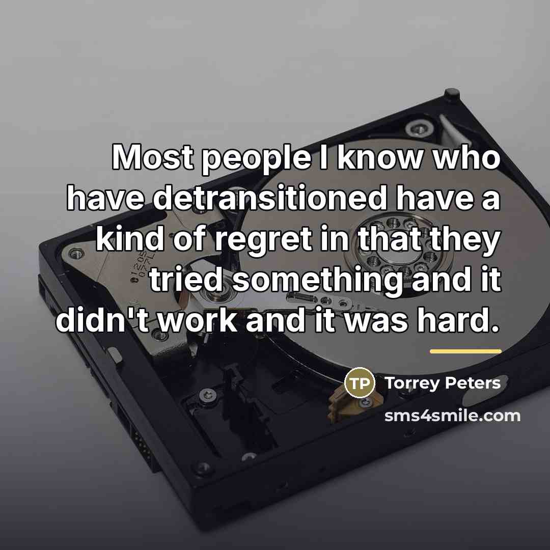 “Most people I know who have detransitioned have a kind…” quote by Torrey Peters