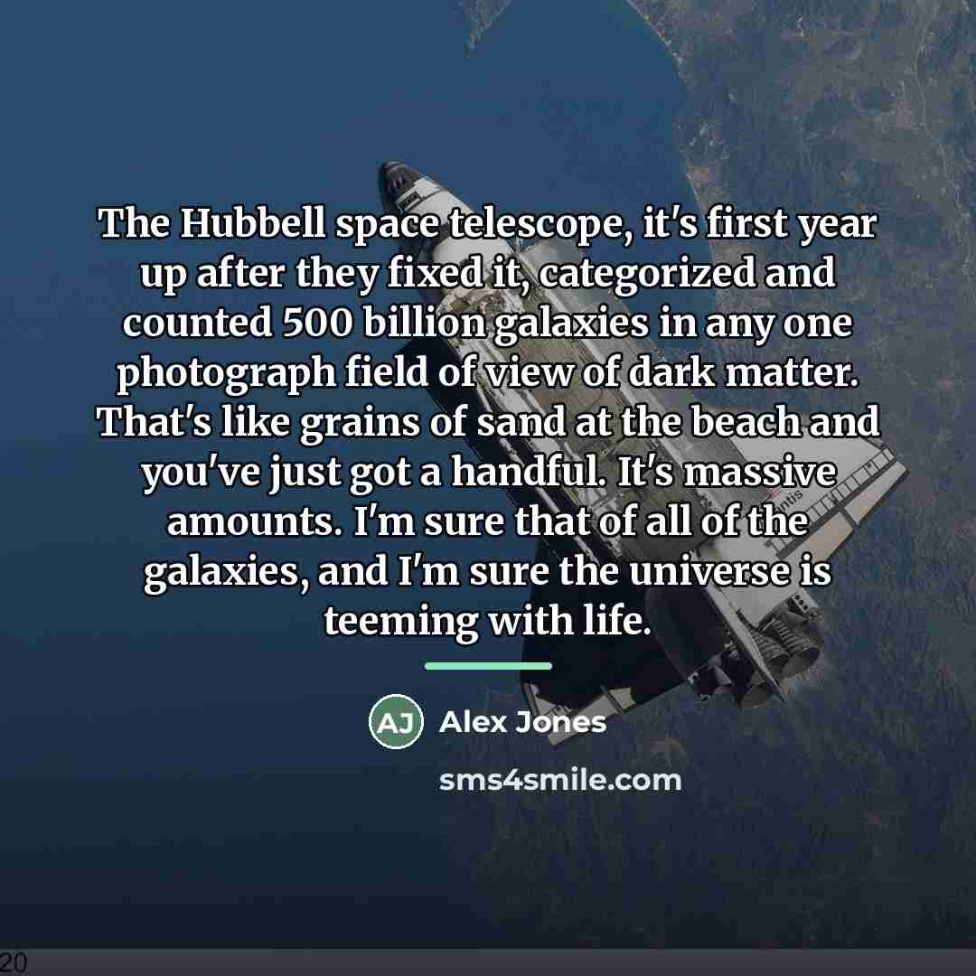 “The Hubbell space telescope, it's first year up after they…” quote by Alex Jones