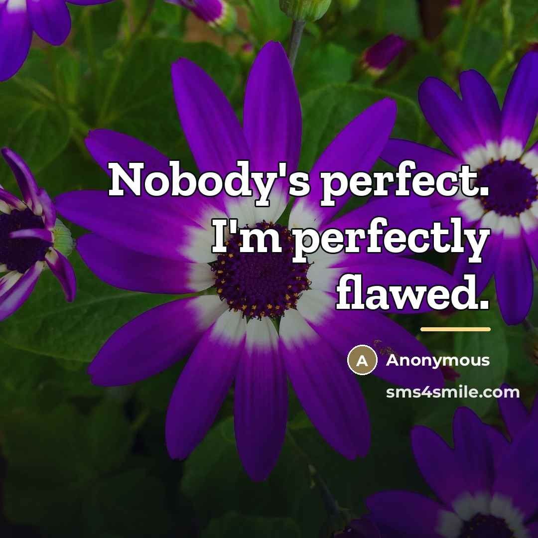 “Nobody's perfect. I'm perfectly flawed.…” quote by Anonymous