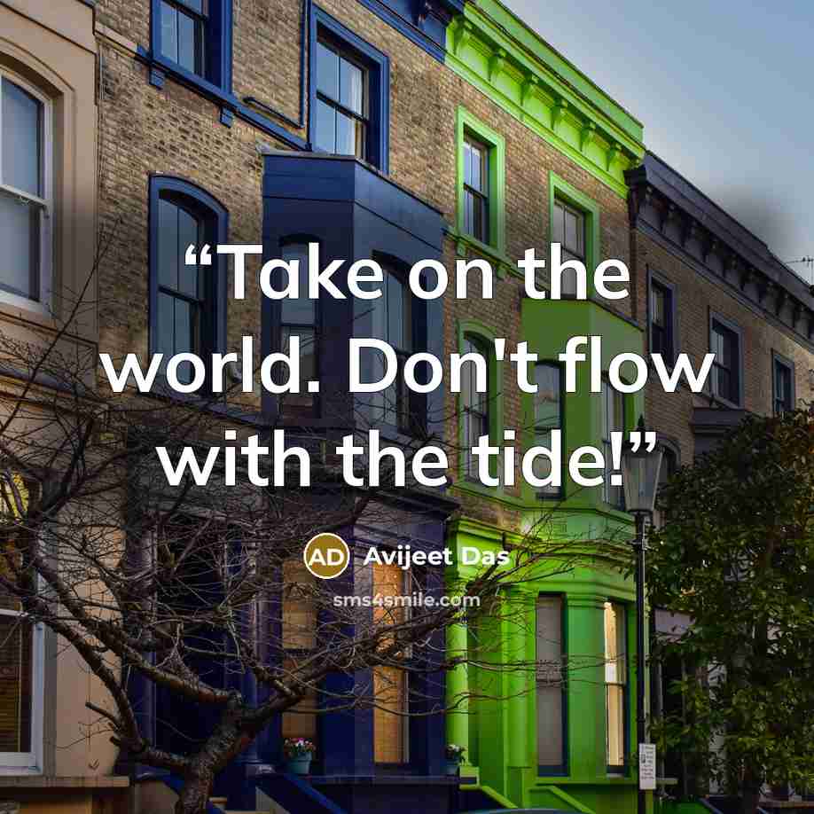 “Take on the world. Don't flow with the tide!” quote by Avijeet Das
