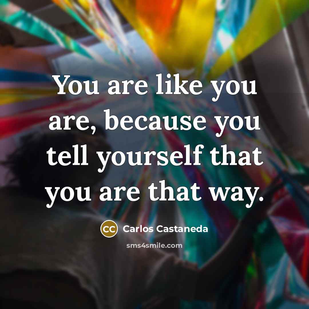 “You are like you are, because you tell yourself that…” quote by Carlos Castaneda