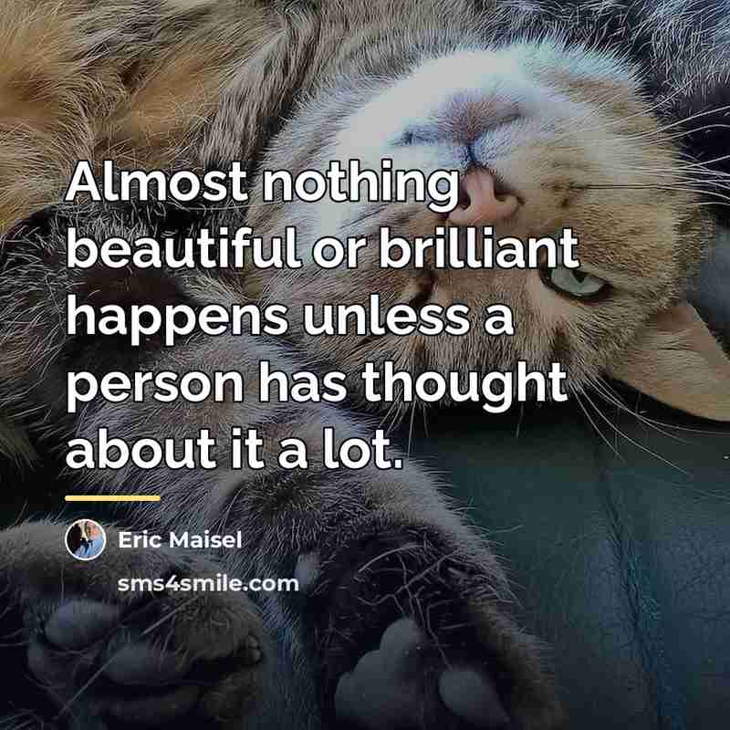 “Almost nothing beautiful or brilliant happens unless a person has…” quote by Eric Maisel