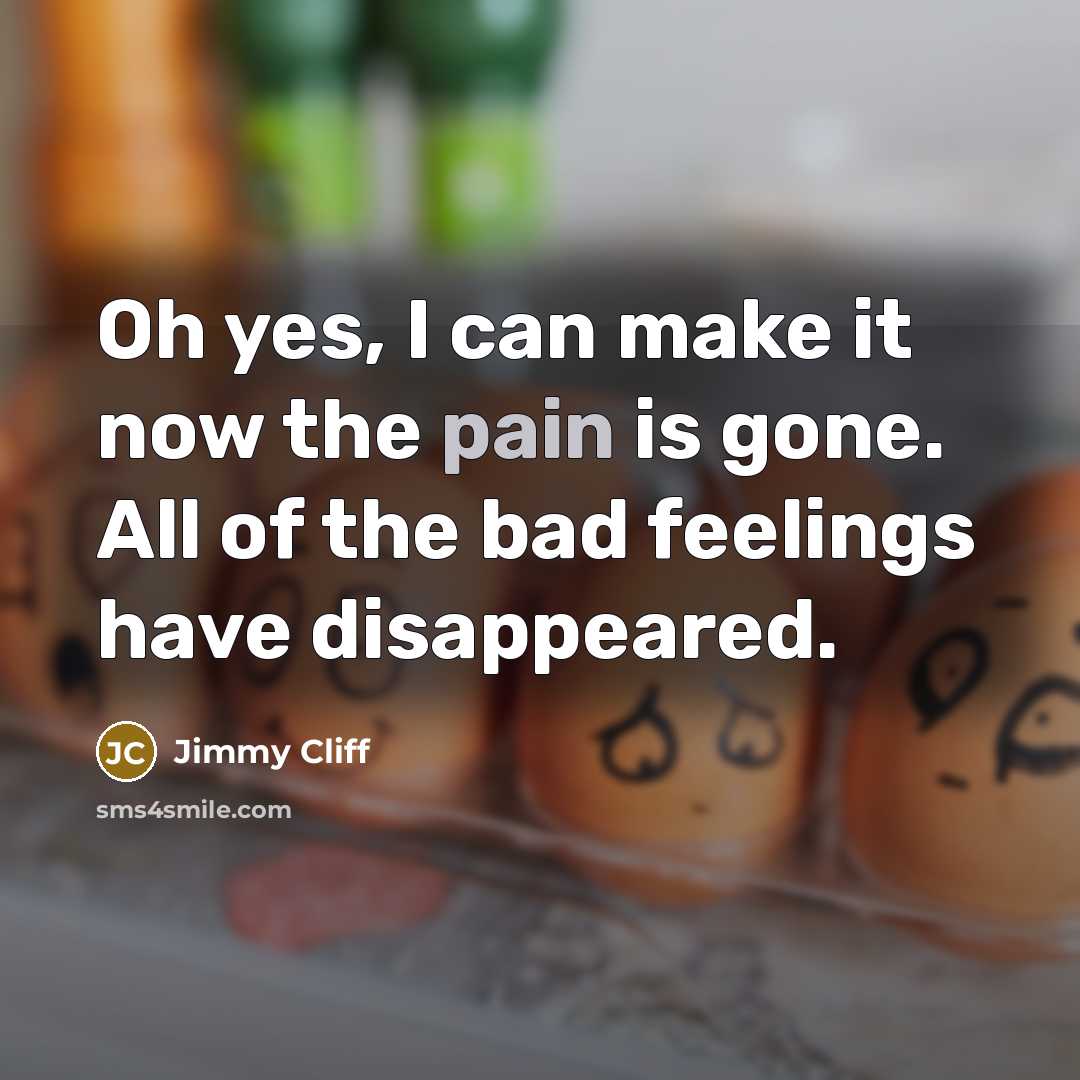 “Oh yes, I can make it now the pain is…” quote by Jimmy Cliff