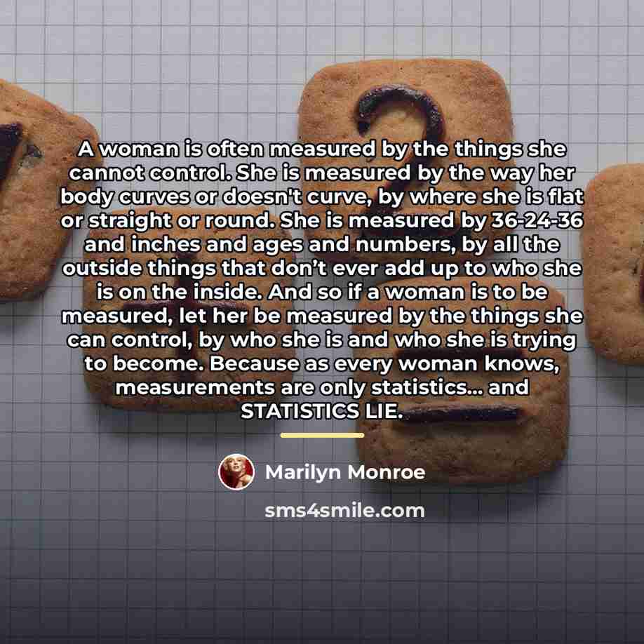“A woman is often measured by the things she cannot…” quote by Marilyn Monroe