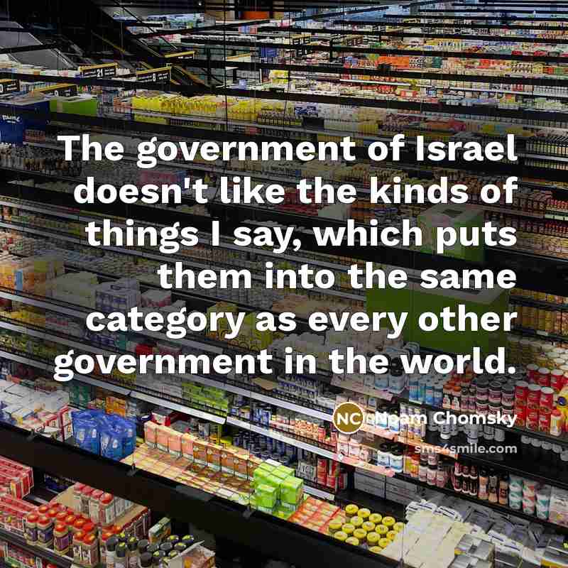 “The government of Israel doesn't like the kinds of things…” quote by Noam Chomsky