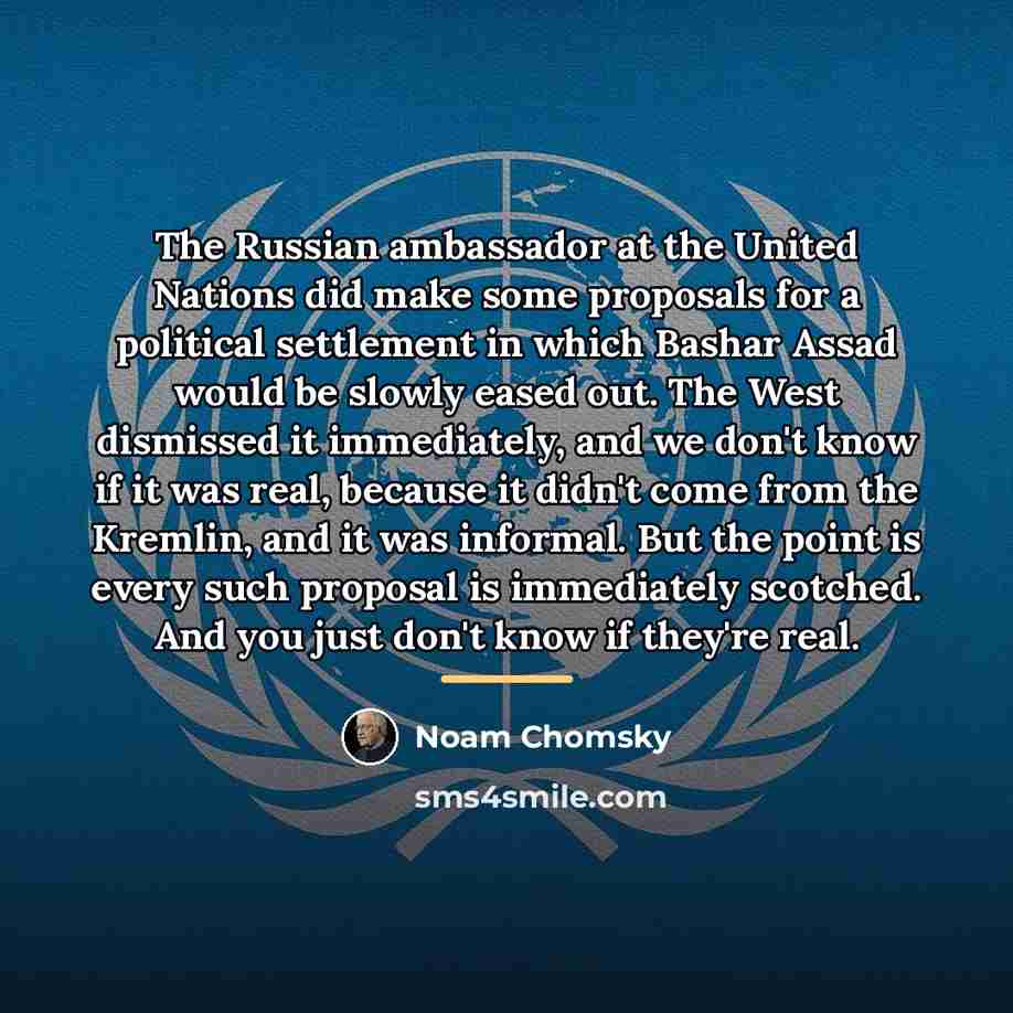 “The Russian ambassador at the United Nations did make some…” quote by Noam Chomsky
