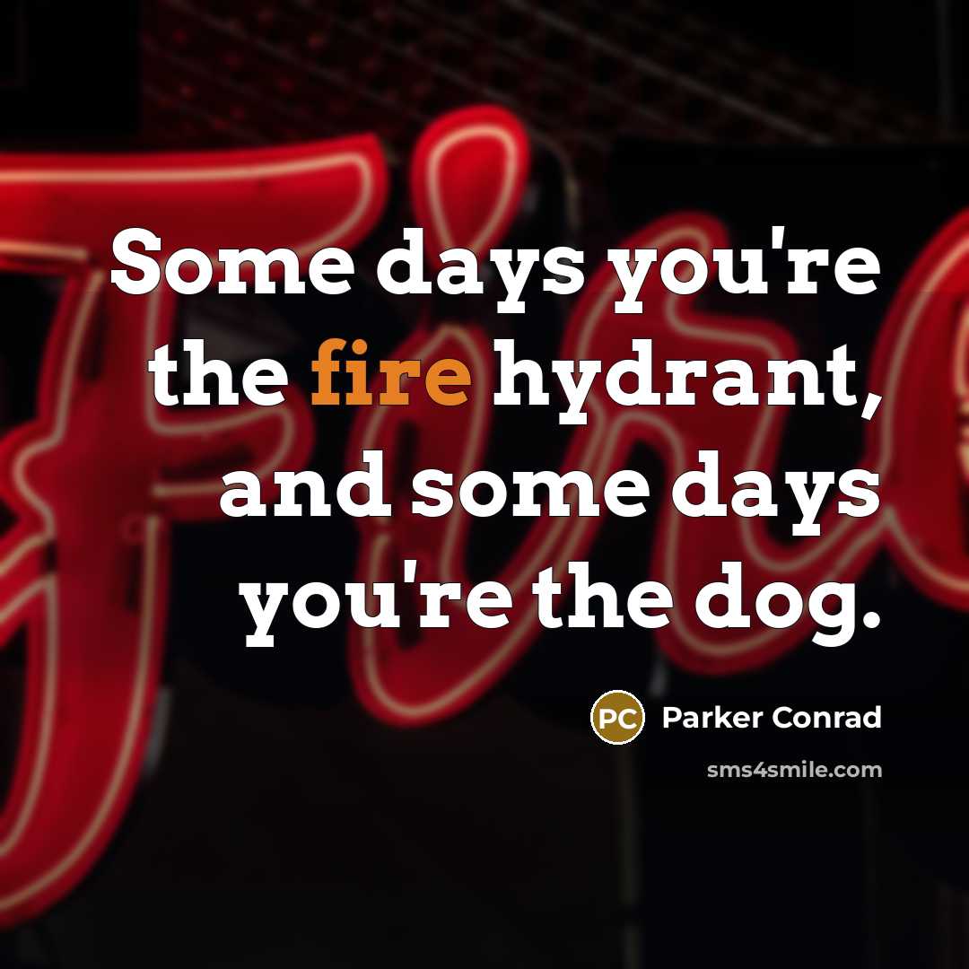 “Some days you're the fire hydrant, and some days you're…” quote by Parker Conrad