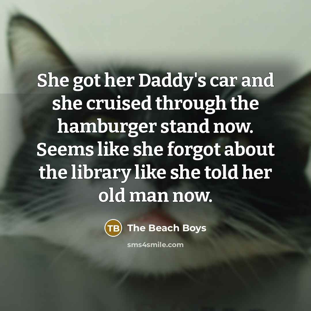 “She got her Daddy's car and she cruised through the…” quote by The Beach Boys