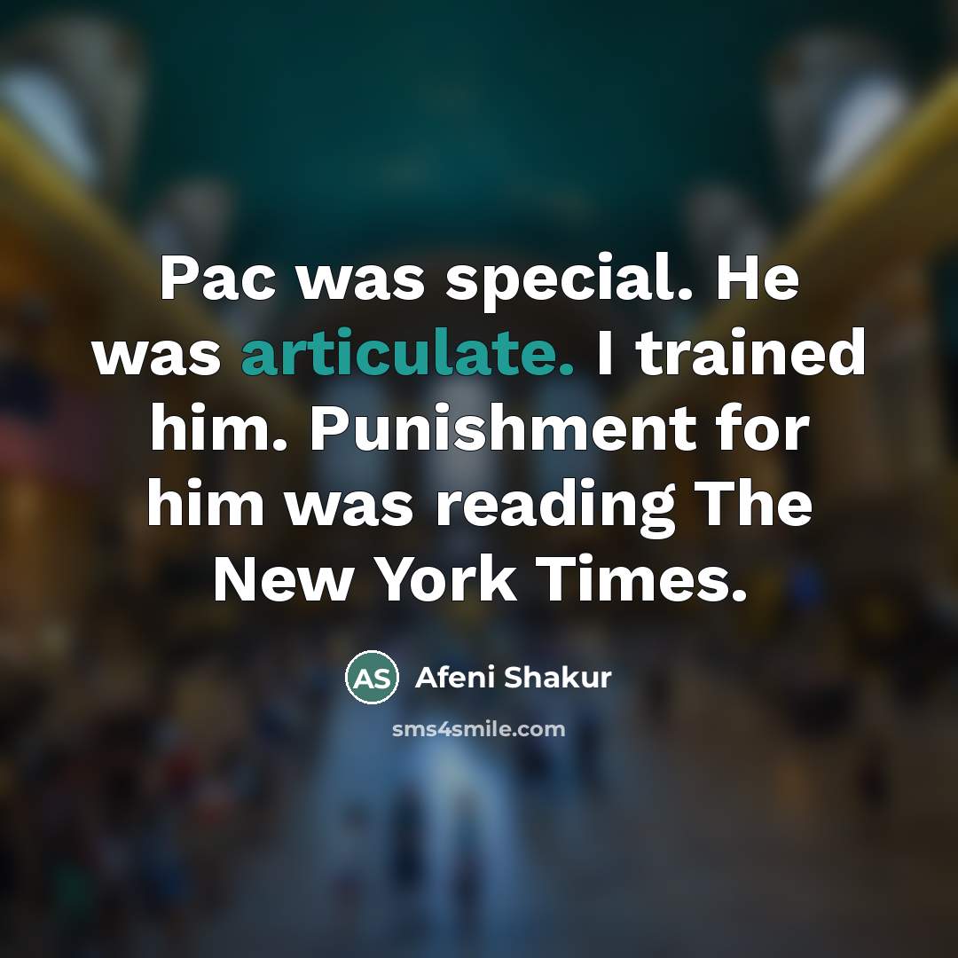 “Pac was special. He was articulate. I trained him. Punishment…” quote by Afeni Shakur