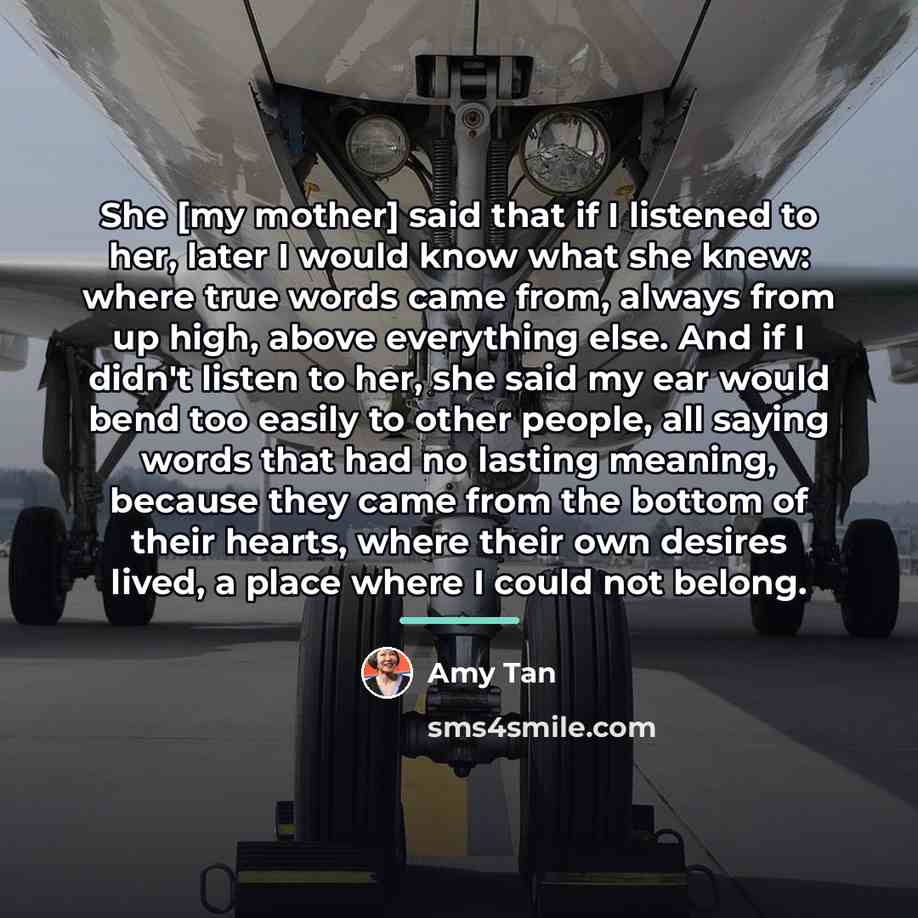 “She [my mother] said that if I listened to her,…” quote by Amy Tan