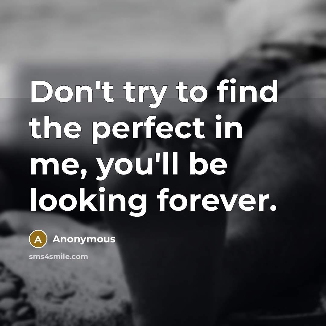 “Don't try to find the perfect in me, you'll be…” quote by Anonymous
