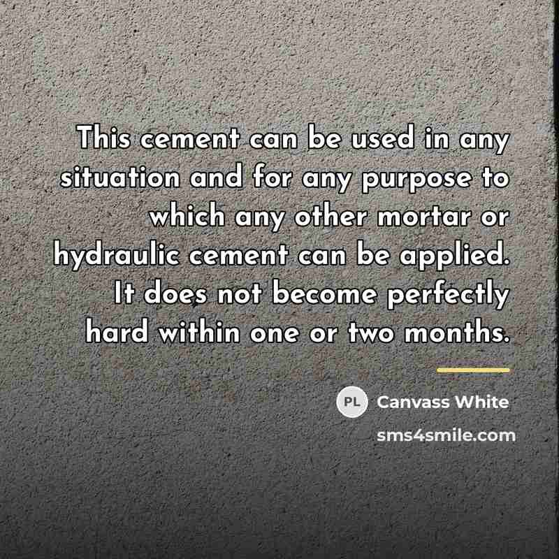 “This cement can be used in any situation and for…” quote by Canvass White