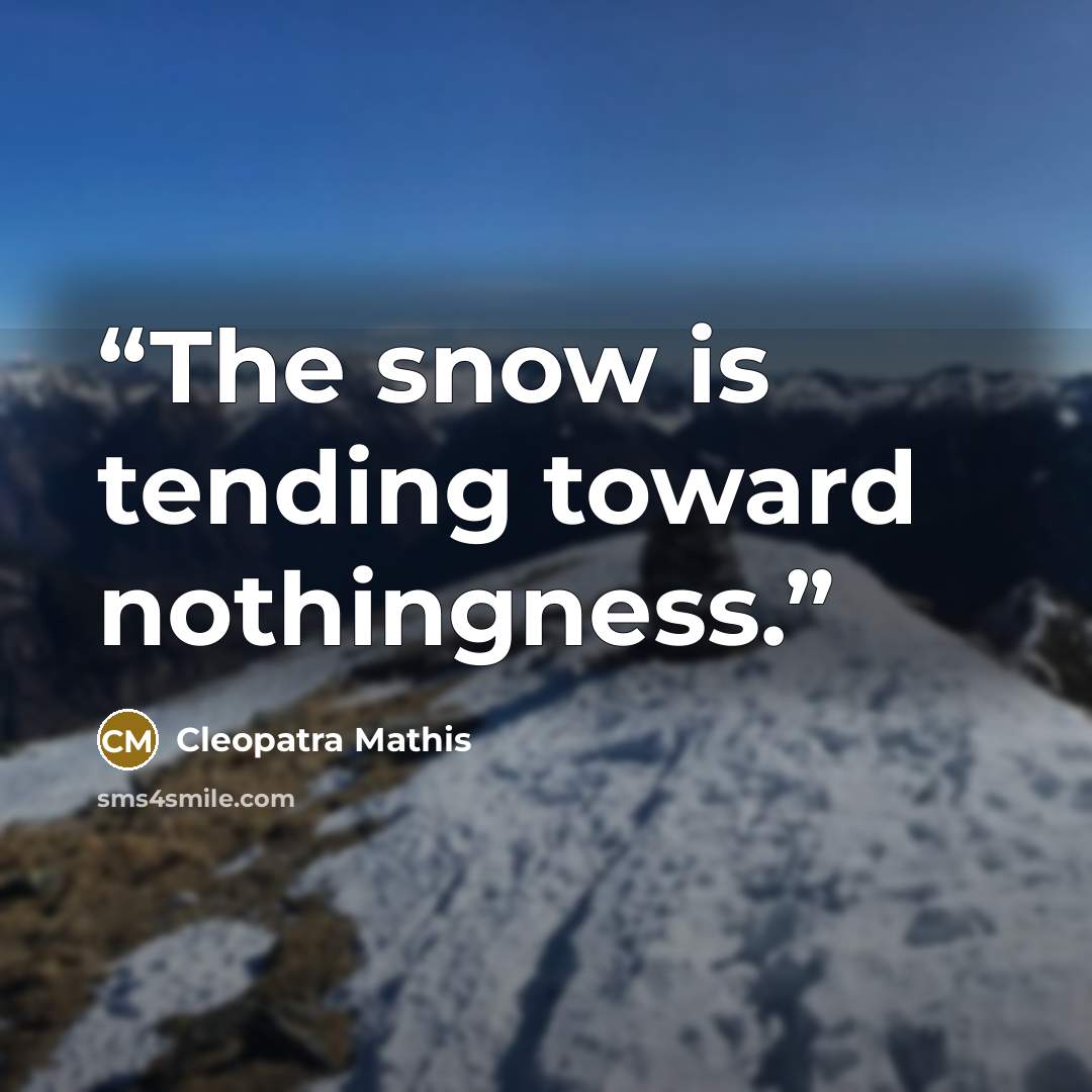 “The snow is tending toward nothingness.” quote by Cleopatra Mathis