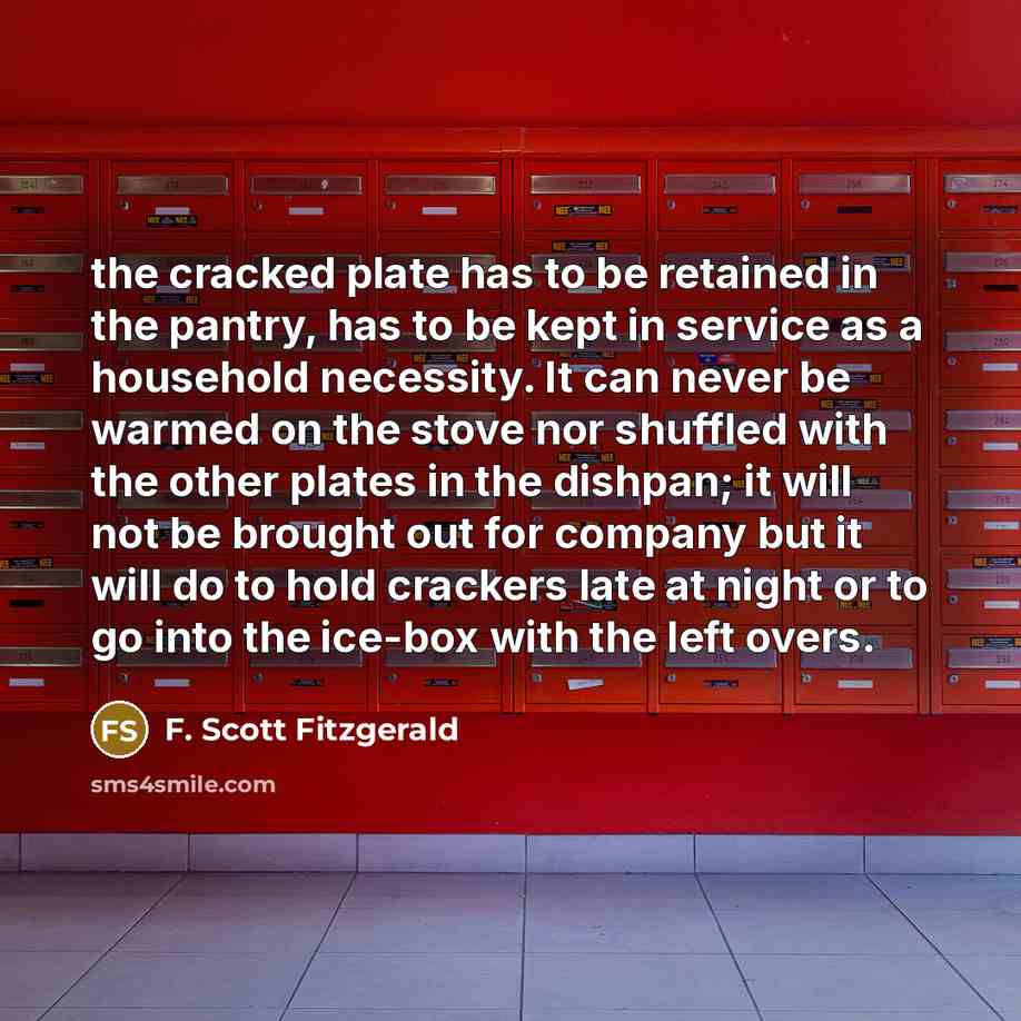 “the cracked plate has to be retained in the pantry,…” quote by F. Scott Fitzgerald