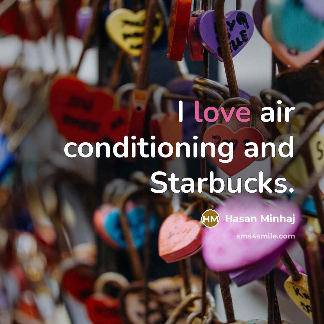 “I love air conditioning and Starbucks.…” quote by Hasan Minhaj