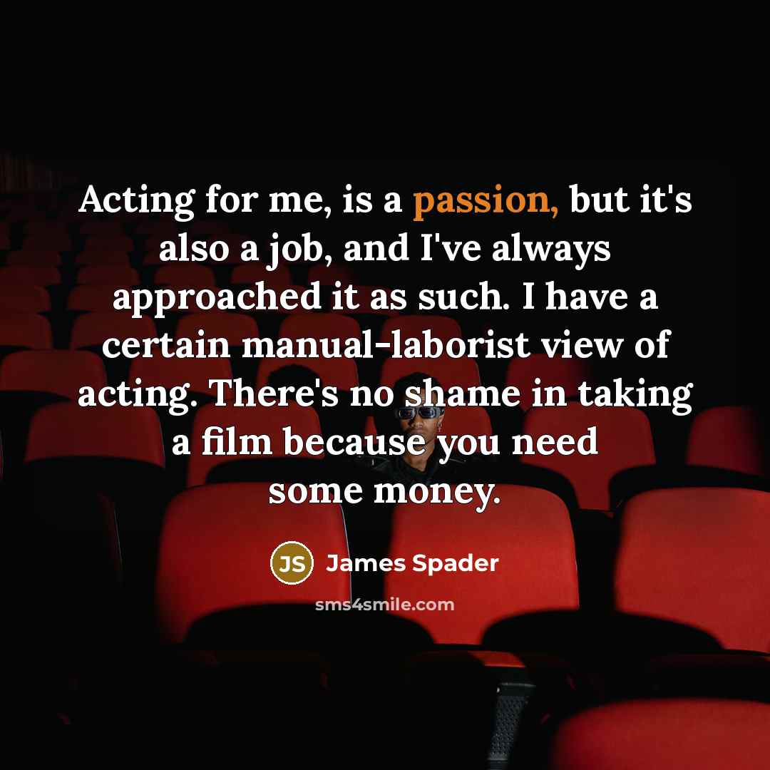 “Acting for me, is a passion, but it's also a…” quote by James Spader
