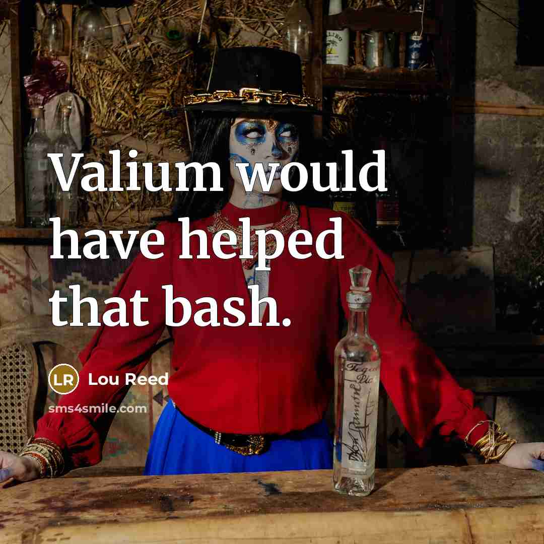 “Valium would have helped that bash.…” quote by Lou Reed