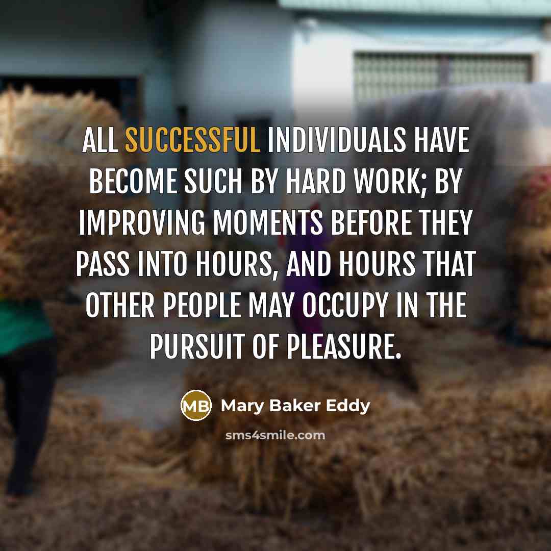 “All successful individuals have become such by hard work; by…” quote by Mary Baker Eddy